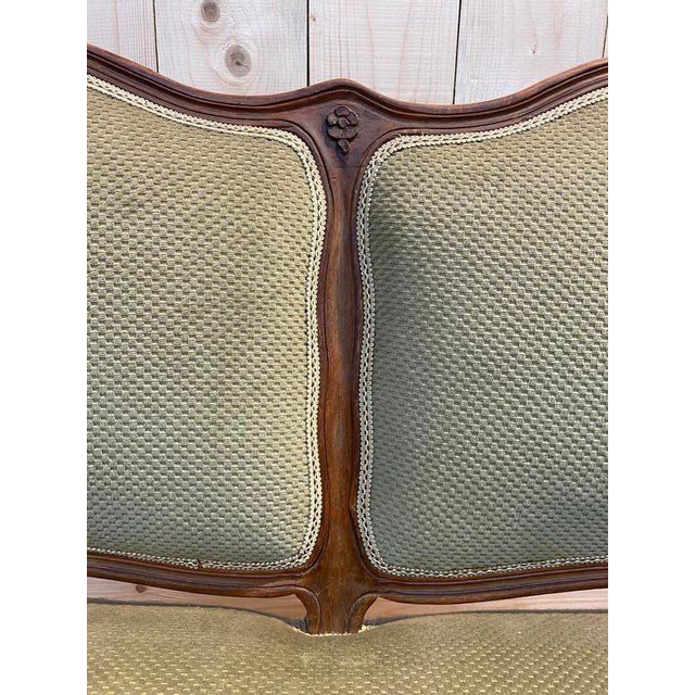 Textile Louis XV Style Bench in Green Velvet For Sale - Image 7 of 8