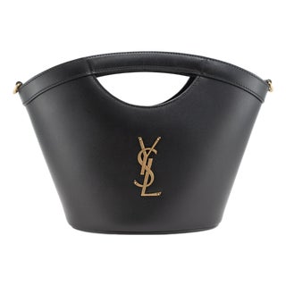 Saint Laurent Mini Celia Black Calfskin Leather Tote Bag For Sale