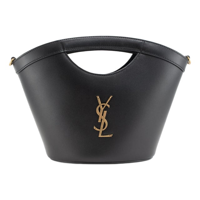 Saint Laurent Mini Celia Black Calfskin Leather Tote Bag For Sale