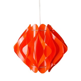 Mid-Century Modern Red Acrylic Origami Geometrical Pendant Light, 1970s For Sale