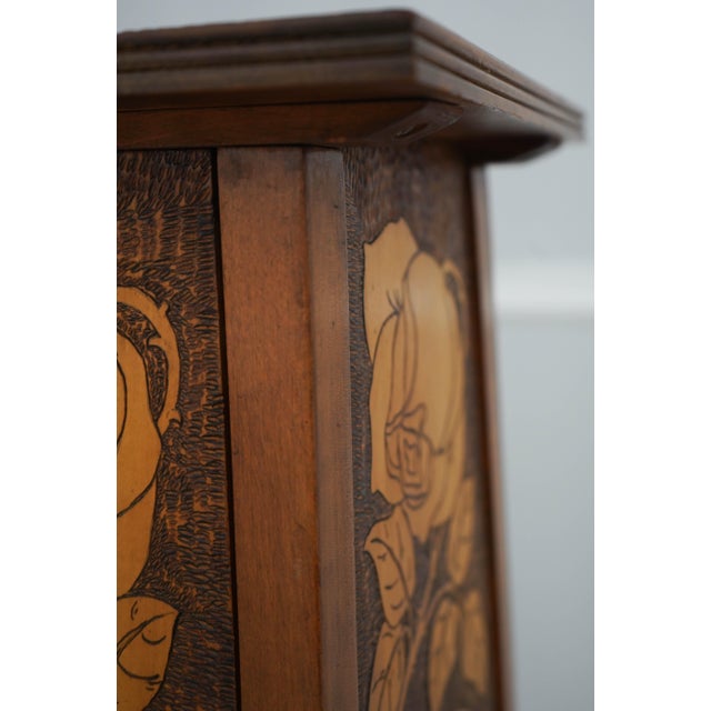 Wood Vintage Art Nouveau 2 Tier Plant Stand Pedestal For Sale - Image 7 of 14