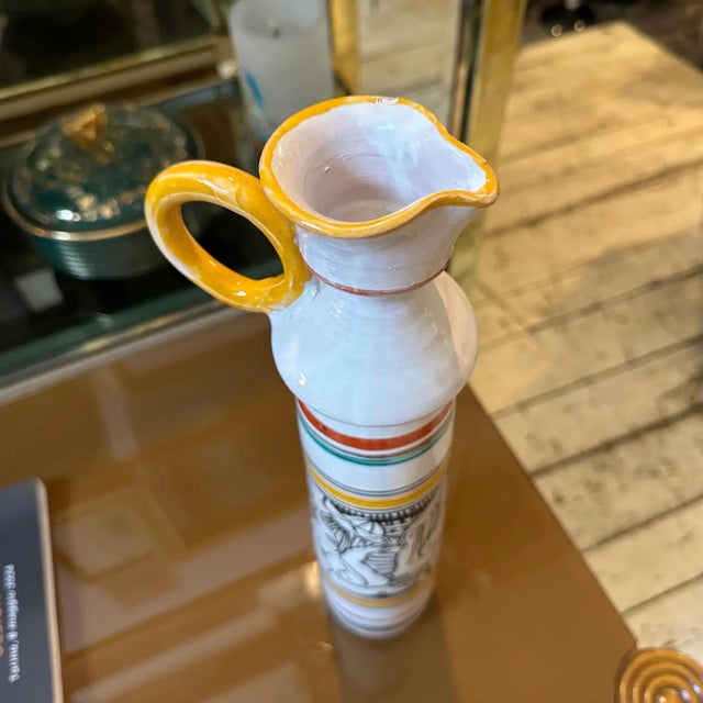 1970s Modernist Hand-Crated and Painted Ceramic Unique Piece Sicilian Jug For Sale - Image 11 of 12