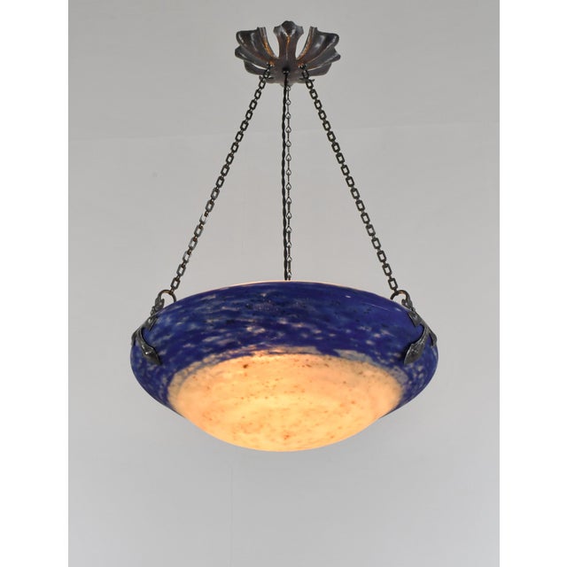 Daum Large French Art Deco Pendant Light by Daum & Majorelle - 1925 Chandelier France For Sale - Image 4 of 15