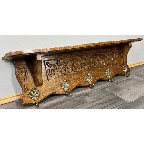 Vintage French Oak 5-Hook Wall Coat Rack For Sale - Image 10 of 10