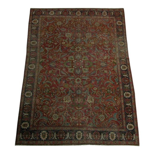 1900s Antique Persian Tabriz Rug with Floral Design For Sale