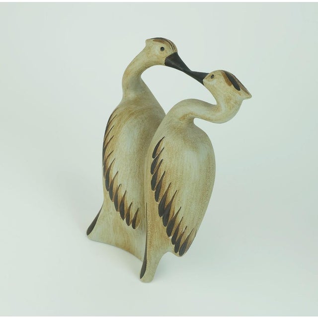 Ceramic Mid-Century Ceramic Cranes Figurine from Sgrafo Modern, 1970s For Sale - Image 7 of 9
