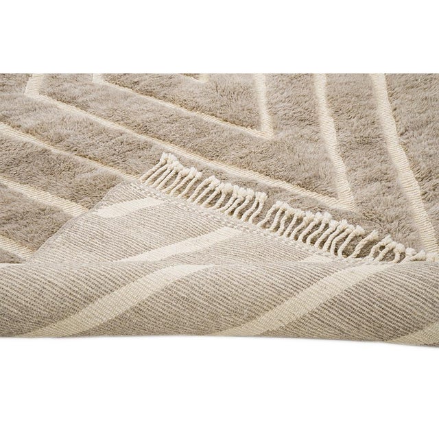 Concentric Diamond Hand-Knotted Moroccan Wool Rug | 10'3" X 7'1" | One of a Kind For Sale - Image 6 of 7