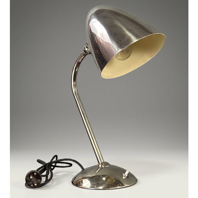 Art Deco Table Lamp in Nickel-Plated Metal from Franta Anýž, 1930s For Sale - Image 4 of 8