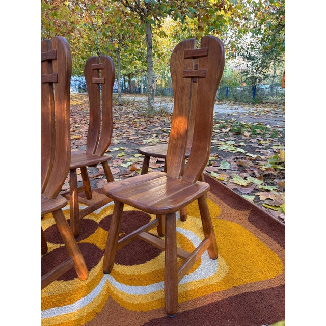 Brutalist Chair in Oak by De Puydt, 1960s For Sale - Image 6 of 14