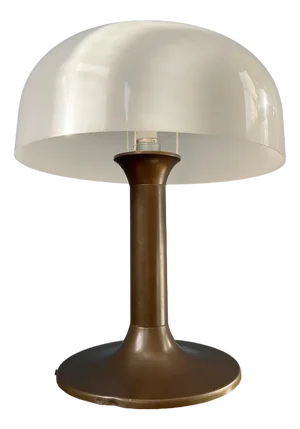 Mid-Century Space Age Brown and White Mushroom Table Lamp