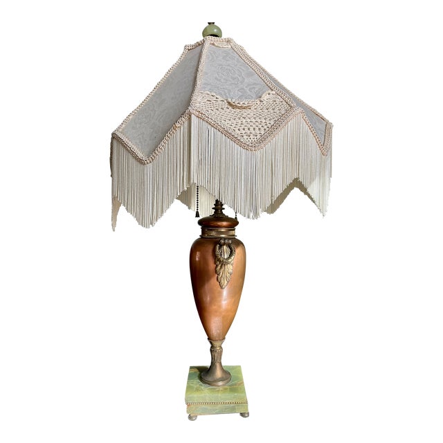 1970s French Bronze Marble Table Lamp For Sale
