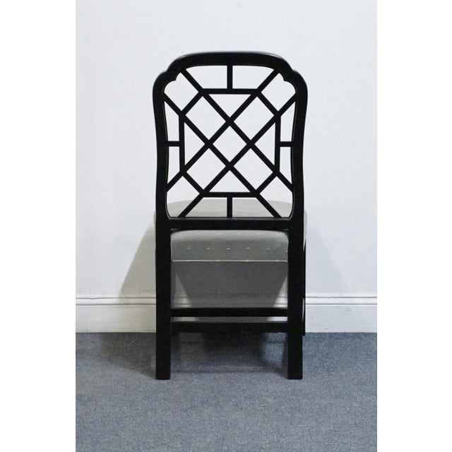 Kindel Furniture Black & Gold Chinese Chippendale Style Lattice Back Dining Side Chair For Sale In Kansas City - Image 6 of 10