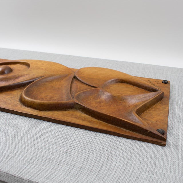 Abstract Wooden Wall-Mounted Art Sculpture Panel by Maxime Tendero, 1973 For Sale - Image 12 of 16