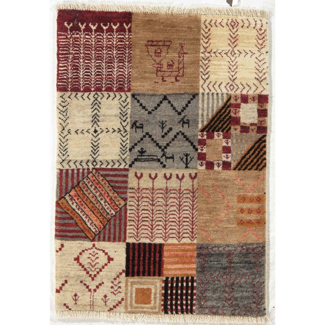 Persian Vintage Hand-Knotted Persian Patchwork-Style Rug 2'0" X 2'11" For Sale - Image 3 of 6