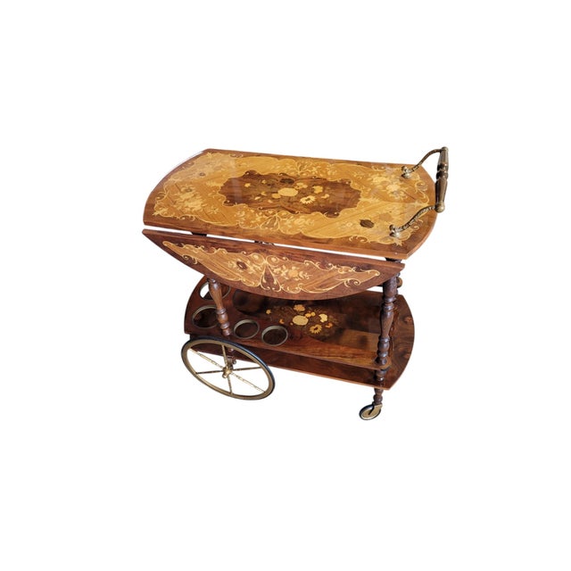 Rococo Revival Marquetry Bar Cart For Sale - Image 10 of 17
