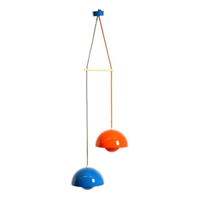 Enamelled Double Shade Flower Pot Pendant Lamp by Verner Panton for Louis Poulsen, Denmark, 1970s For Sale