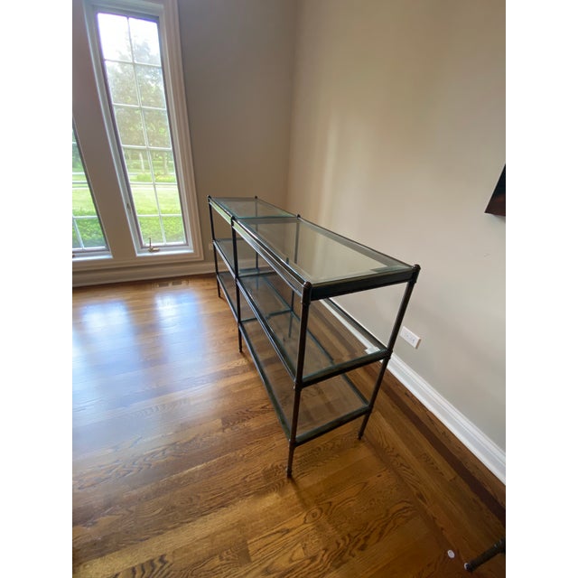 Vintage French Directoire Bronze & Beveled Glass 3-Tier Console Etagere For Sale - Image 4 of 7