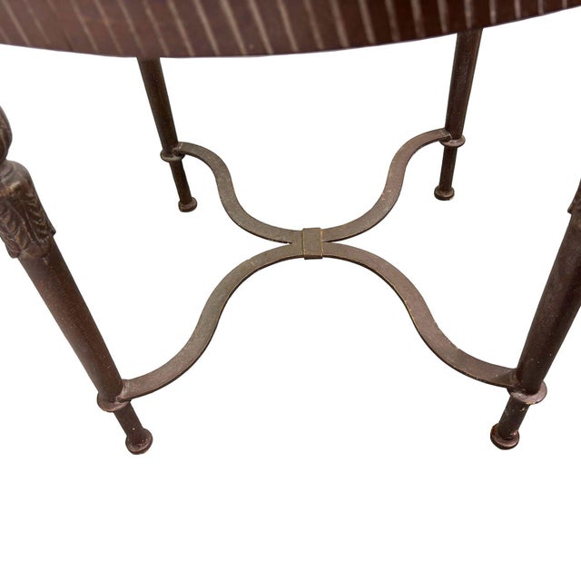 Brown 1990s Louis XVI High Style Bronze Accent Table W/ Round Glass Top For Sale - Image 8 of 8