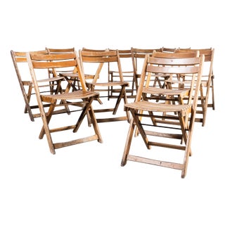 Beech Folding Chairs, 1960s, Set of 12 For Sale