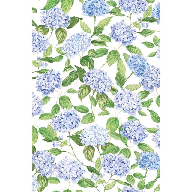 Traditional Hydrangea Blooms Floral Grasscloth Wallpaper by House Party | Nikko Blue | 6 Yards For Sale - Image 3 of 7