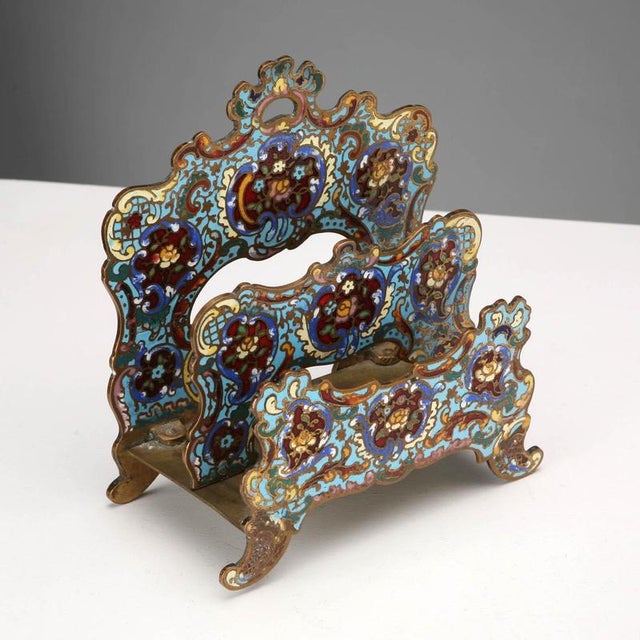 Letter Holder in Bronze with Cloisonné Enamels For Sale - Image 9 of 9
