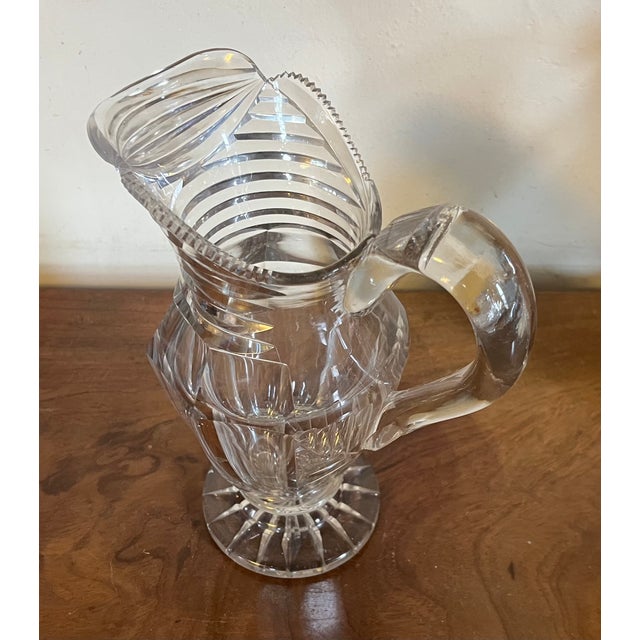 Large Antique Early 19th Century George III Anglo Irish Cut Crystal Glass Wine Ewer or Water Pitcher For Sale - Image 4 of 13