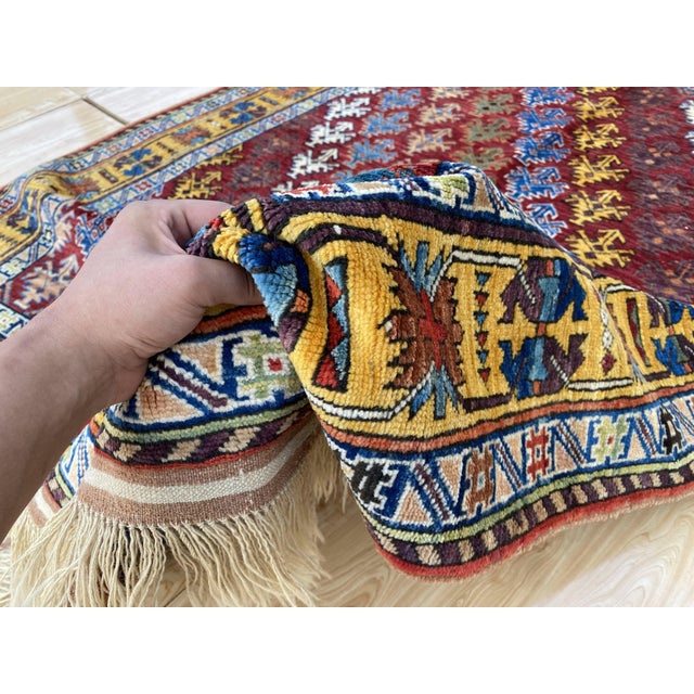 Vintage Shirvan Wool Rug, Red Floral Sprig For Sale - Image 9 of 12