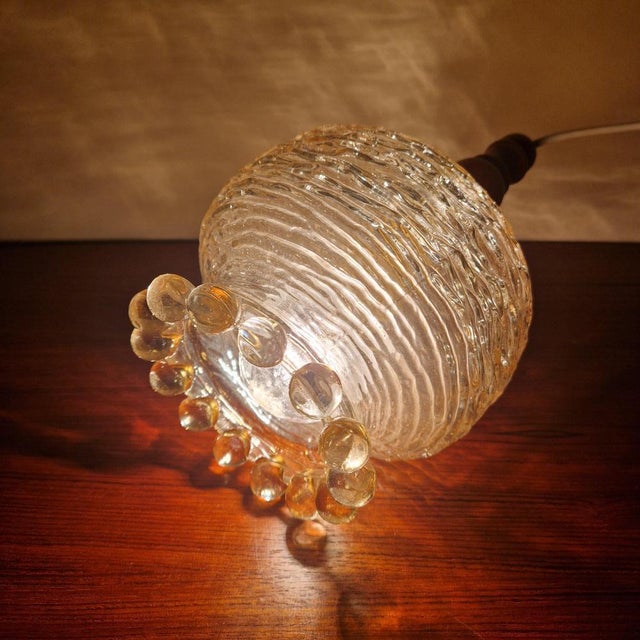 Mid-Century Glass and Wood Pendant Lamp, 1960s For Sale - Image 9 of 11