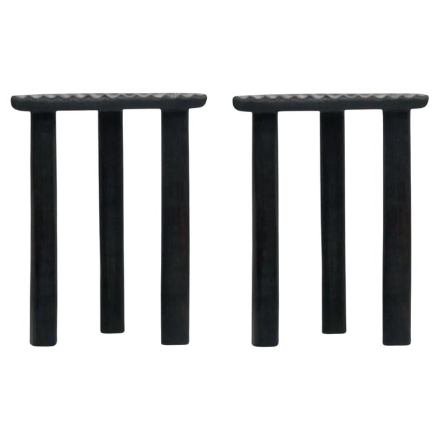 Set of Black Fingerprint Stools by Victor Hahner For Sale