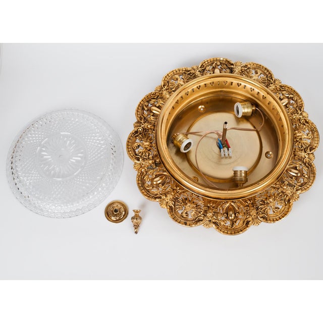 1950s Spanish Empire Gilt Bronze Eagle Flush Mount Ceiling Light For Sale - Image 10 of 15
