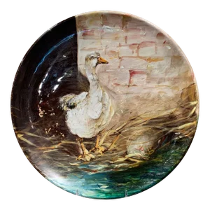 19th Century French Hand Painted Ceramic Duck Wall Platter Stamped J. Massier