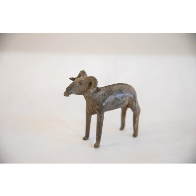 Late 20th Century Vintage African Imperfect Ram With Leaf Sculpture For Sale - Image 5 of 7