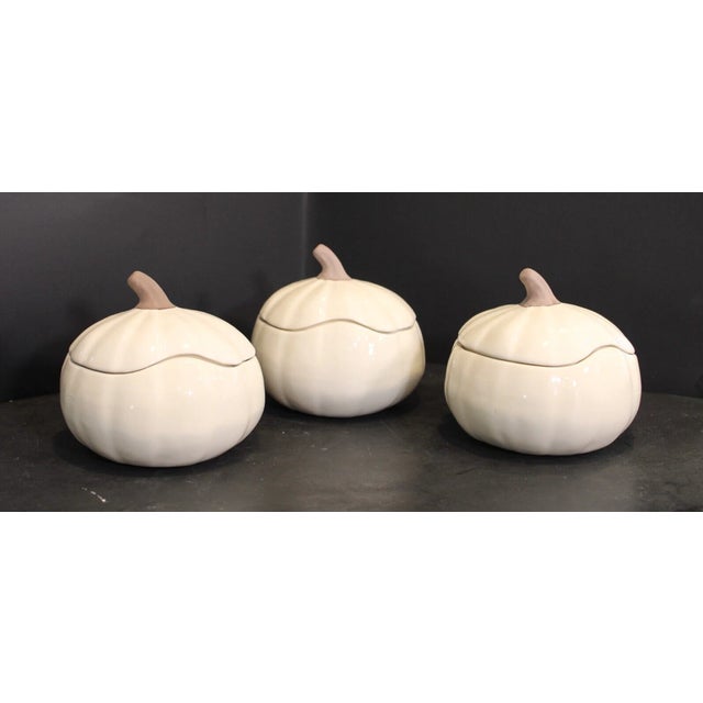 Mid-Century Modern 1990s Crate & Barrel Pumpkin Bowls W/Lids For Sale - Image 3 of 4