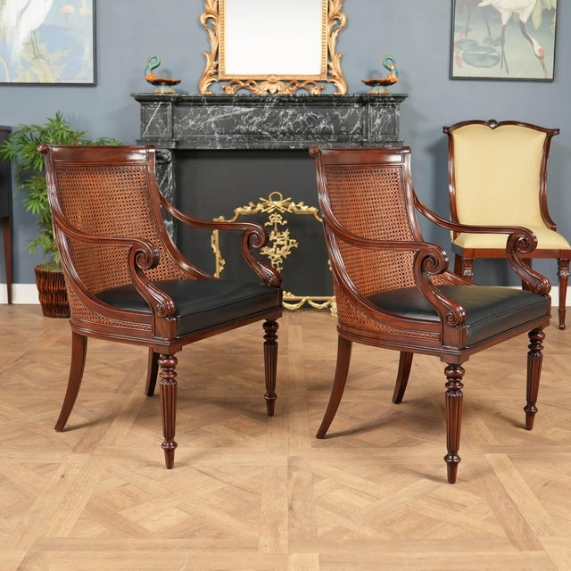 Wood 1990s Pair Theodore Alexander Barrel Back Chairs For Sale - Image 7 of 14