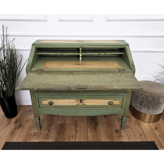 Antique Italian Tuscany Country Painted Wooden Commode, 1890s For Sale - Image 5 of 11