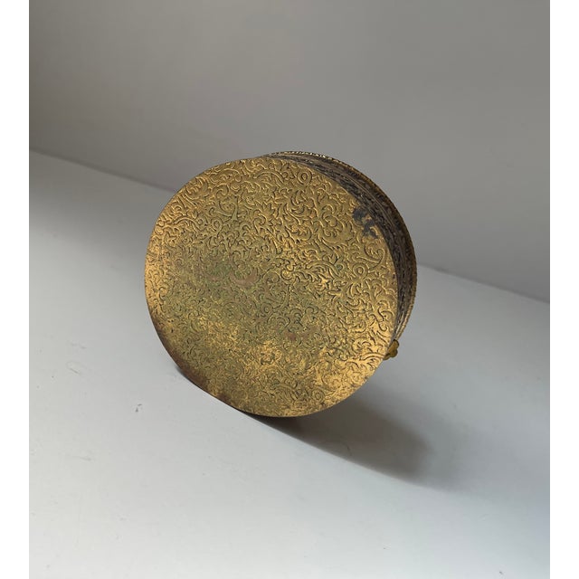 Antique Victorian Circular Trinket in Gilt Bronze & Embroidery, 1890s For Sale - Image 5 of 8