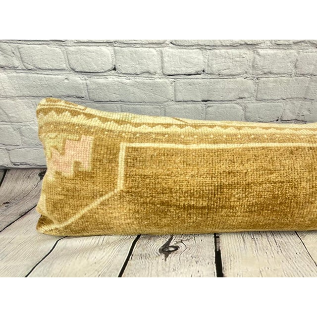 1960s 12 x 46 Lumbar Rug Pillow Heritage Heirlooms Turkish Pillow Cushion Cover For Sale - Image 5 of 7