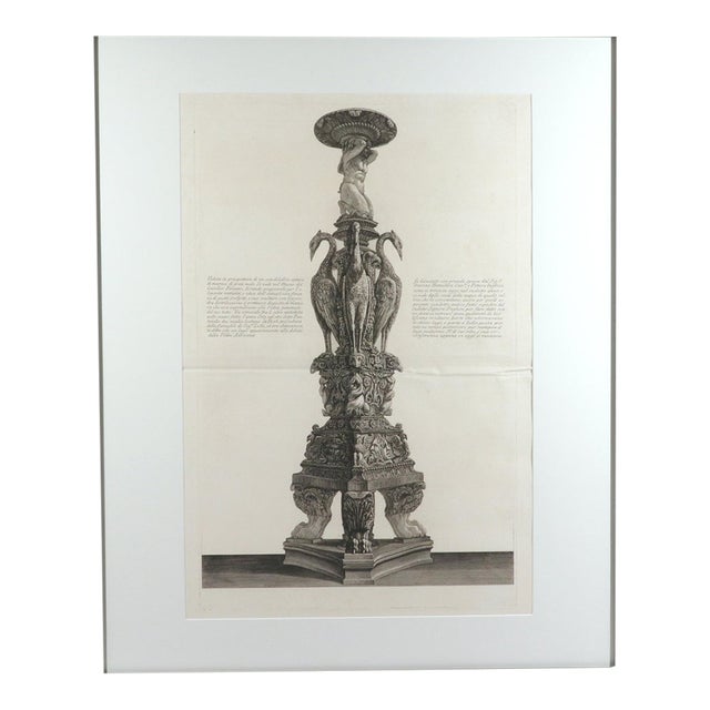 Piranesi Etching of a Monumental Candelabrum With Cranes From Hadrian’s Villa Circa 1770–1774 For Sale