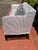 Blue Vintage Elegant Sofa With High Back, Striped Ticking Slipcover For Sale - Image 8 of 8