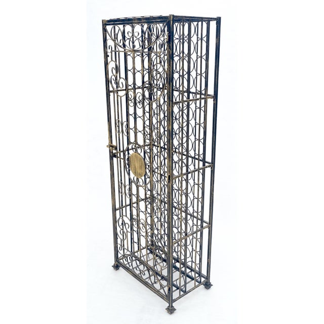 Very Large 96 Bottles Cage Shape Wine Rack Locker Wrought Iron For Sale - Image 4 of 15