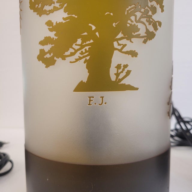 Table Lamps in Bent and Acid-Etched Glass by F.J., France, 1970s, Set of 2 For Sale - Image 9 of 18