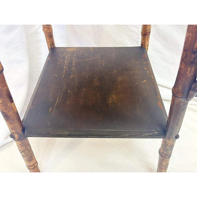 Wood Early 1900's Primitive English Burnt Bamboo Side Table For Sale - Image 7 of 18
