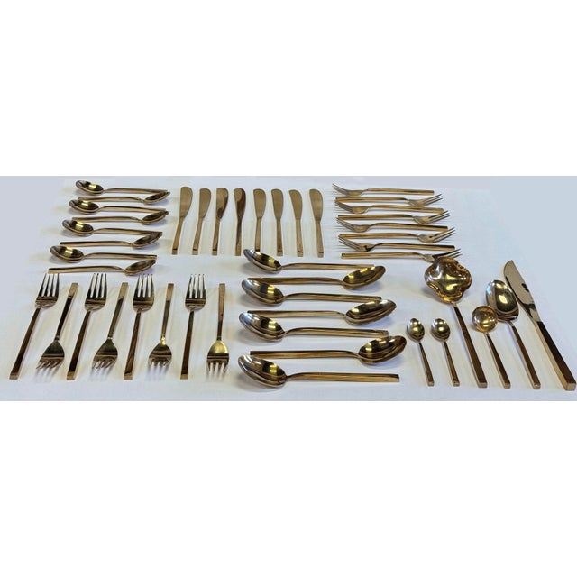 Vintage Boxed Nickel Bronze Flatware Snack Set, 45 PCS For Sale - Image 4 of 8
