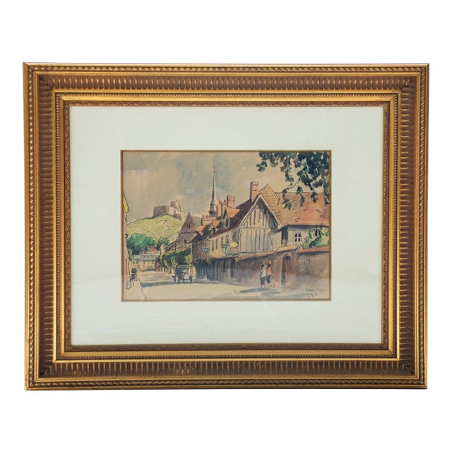 Early 20th Century Ludovic-Rodo Pissarro - Le Petit Andelys, Watercolor For Sale