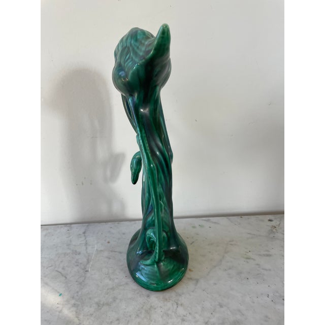 1950s Vintage Emerald Green Ceramic Flamingo For Sale - Image 5 of 6