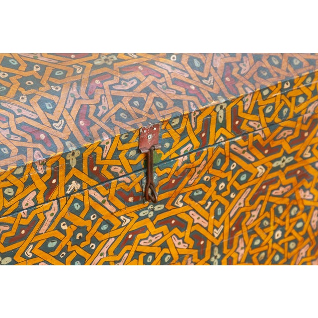 Wood Vintage Moroccan Hand-Painted Chest For Sale - Image 7 of 11