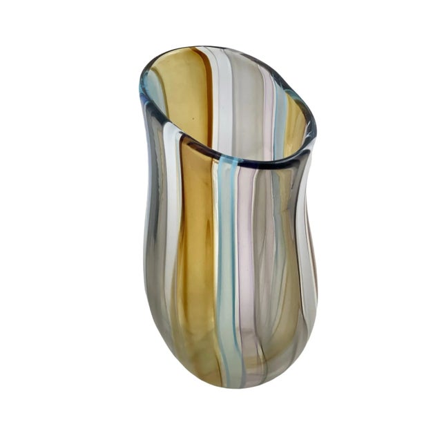 Hand Blown Murano-Style Glass Tiki Beach Inspired Flower Vase by Designer Karen Curtis For Sale - Image 9 of 10