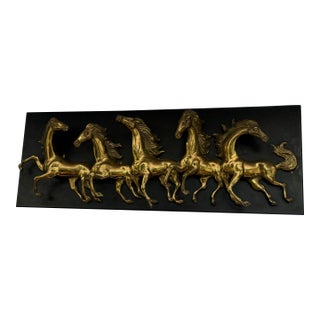 VIntage Hollywood Regency Brass Horse Wall Sculpture For Sale