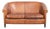 Sheepskin 2-Seater Sofa with Warm Cognac Brown Color Scheme and Finish with Black Piping For Sale