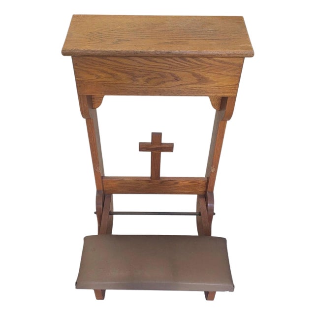 Antique Wooden Prayer Kneeler With Lift Top Storage Box For Sale